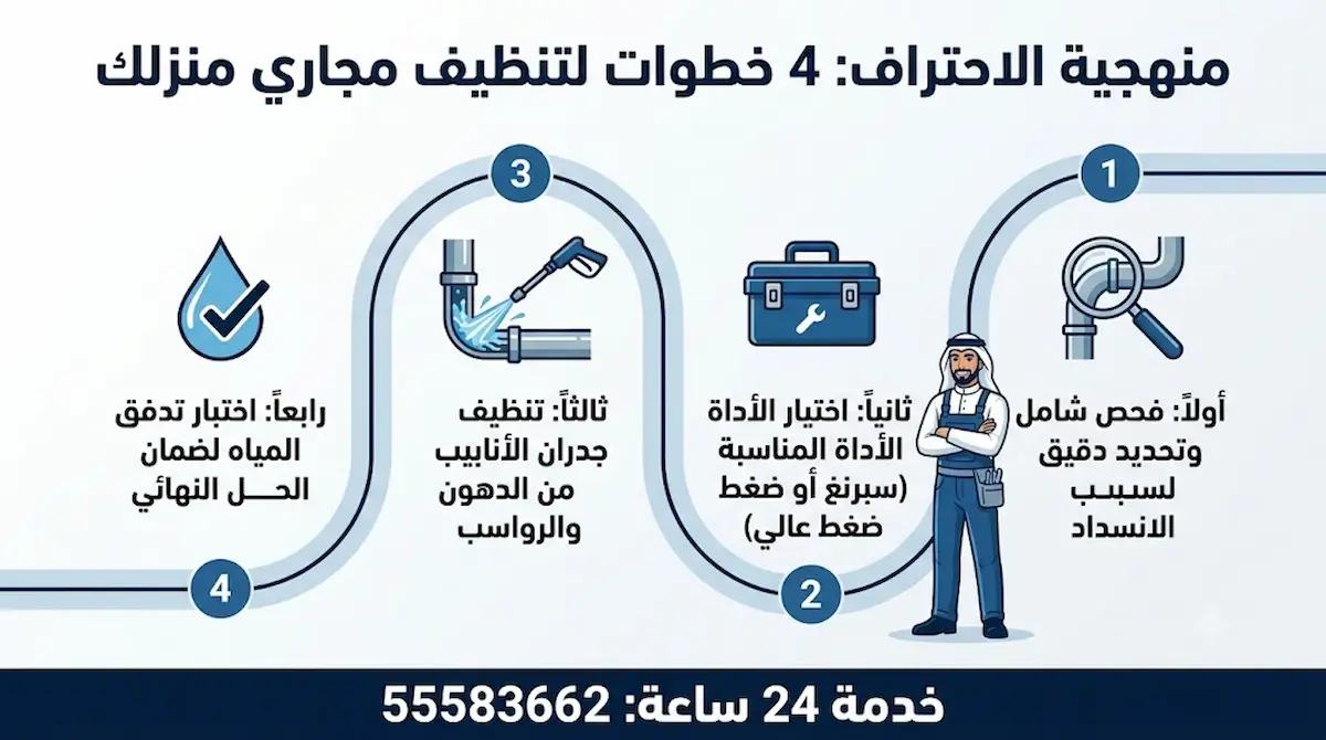 خطوات عمل فني تسليك مجاري الكويت داخل المنازل