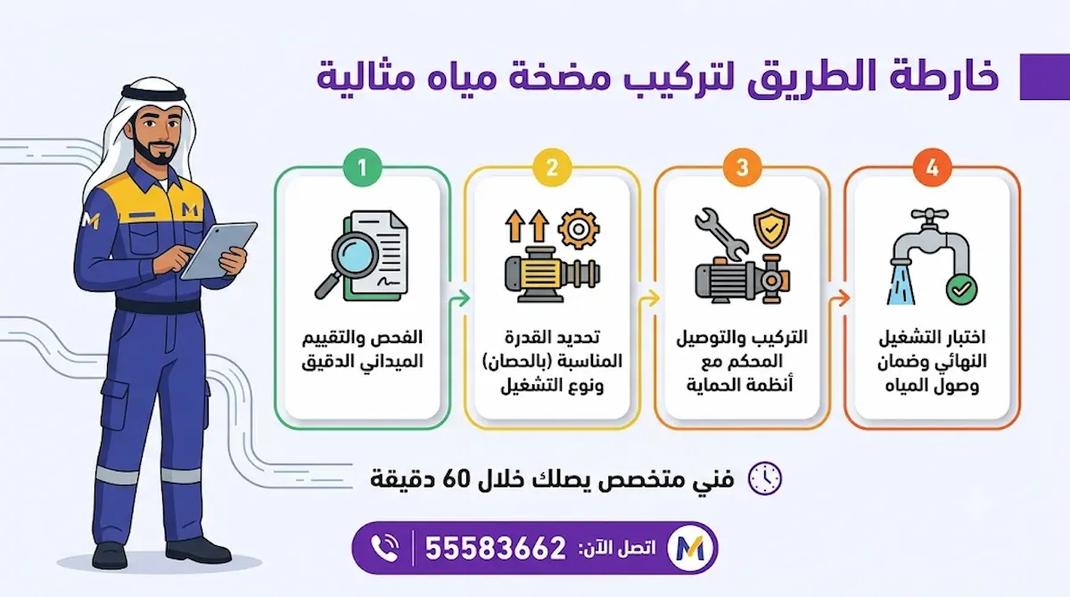 خطوات تركيب مضخة المياه