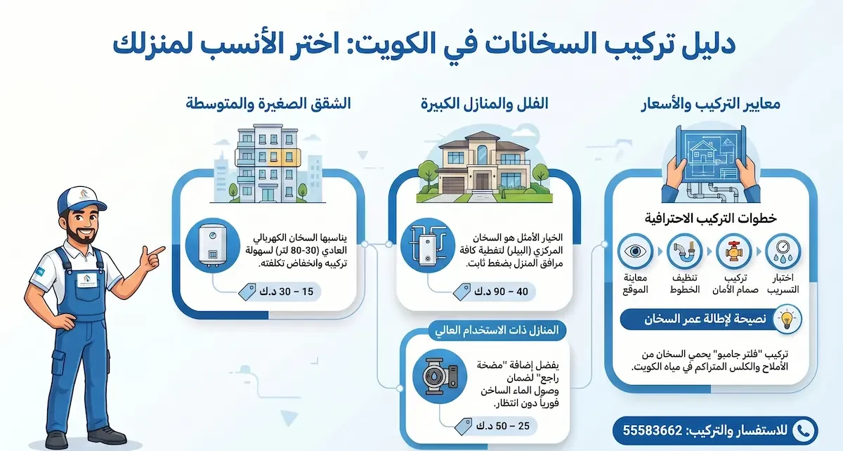 دليل تركيب سخانات الكويت