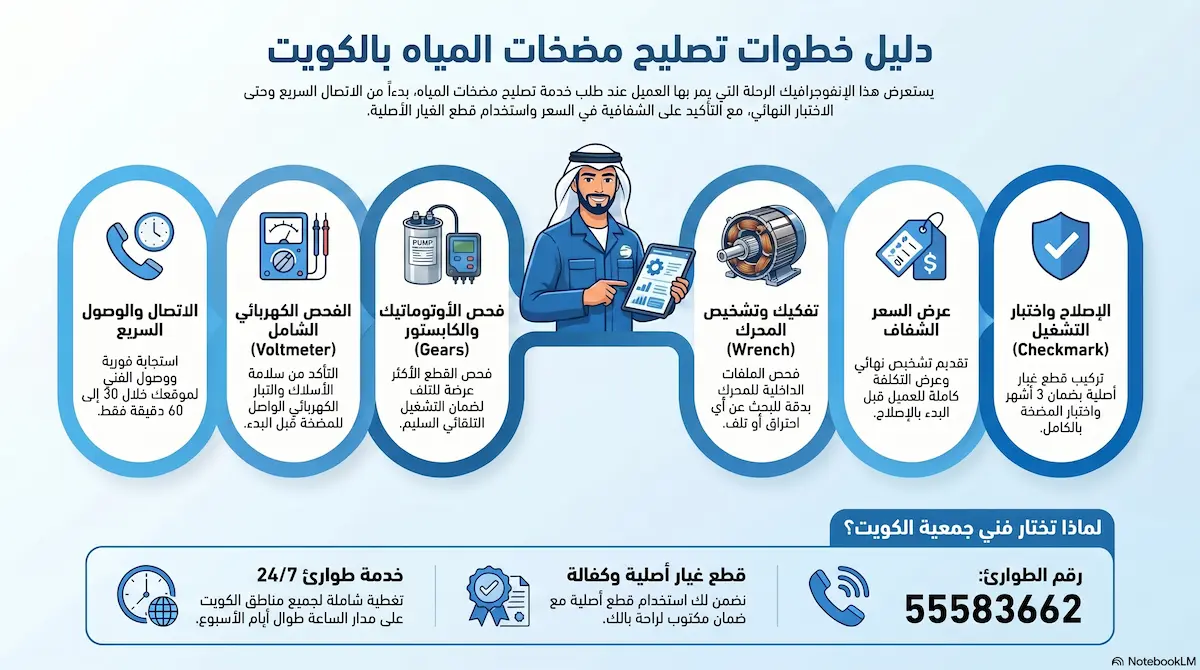كيف يصلح الفني مضخة المياه بالخطوات؟ 